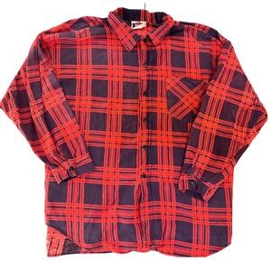 Vintage 90s American Edition Flannel Shirt Men 2XL Red Plaid Button Workwear
